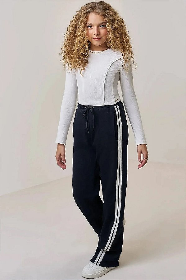 CALÇA WIDE LEG TEEN EM MOLETWILL - VIC & VICKY