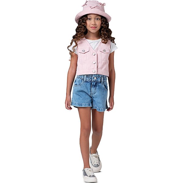SHORT JEANS INFANTOJUVENIL FEMININO - MANIA KIDS