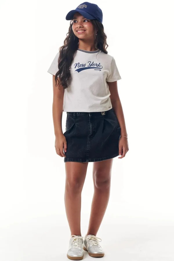 SAIA CARGO TEEN EM JEANS COM ELASTANO - VIC & VICKY