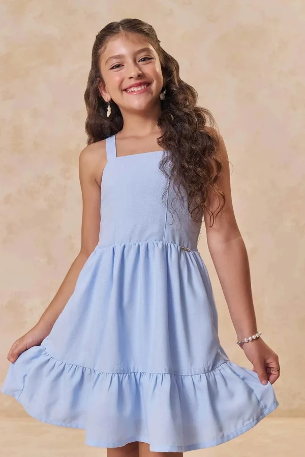 VESTIDO TEEN EM TECIDO PLANO NEW POSITANO - LILIMOON