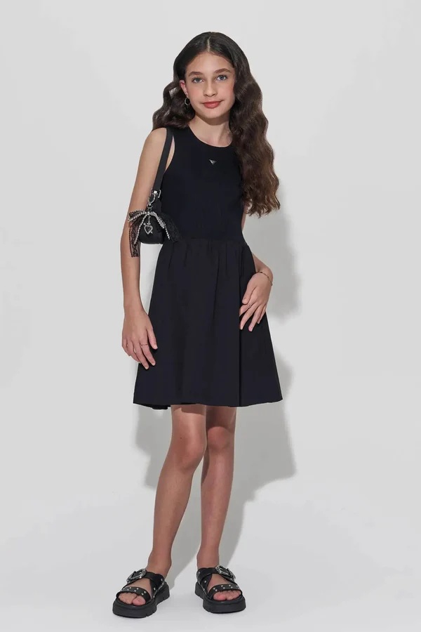 VESTIDO EM CANELADO LIZ E TRICOLINE COM ELASTANO - LILIMOON