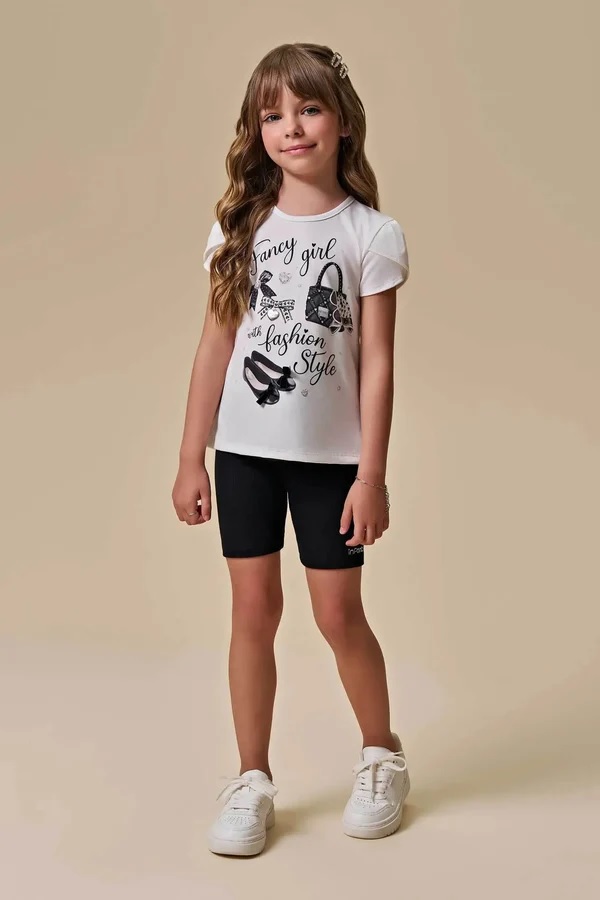 CONJUNTO INFANTOJUVENIL BLUSA BERMUDA BIKER - INFANTI