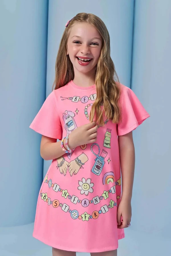 VESTIDO INFANTOJUVENIL COM KIT DE PULSEIRAS - INFANTI