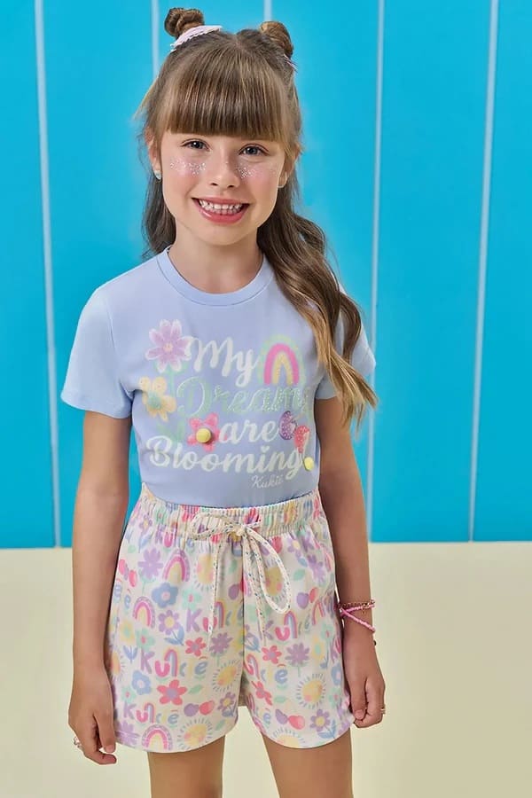 CONJUNTO INFANTOJUVENIL FEMININO BLUSA E SHORT - KUKIÊ