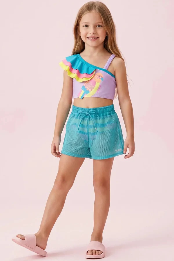 SHORT SAÍDA DE PRAIA INFANTOJUVENIL EM TELA FASHION - KUKIÊ