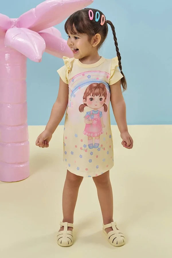 VESTIDO INFANTIL EM MEIA MALHA - KUKIÊ