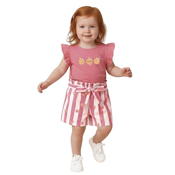 CONJUNTO INFANTIL FEMININO BLUSA E SHORT - MALWEE