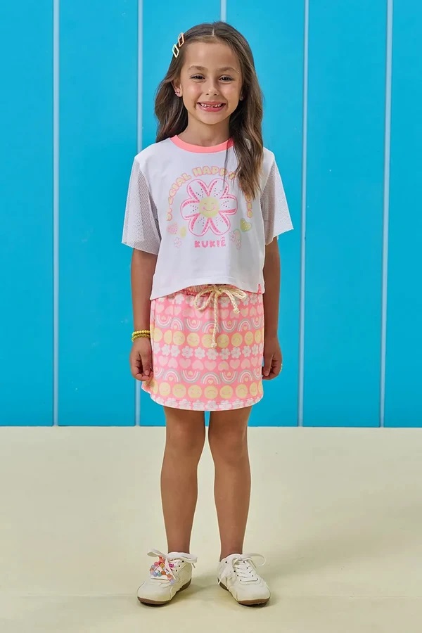 CONJUNTO INFANTOJUVENIL BLUSA E SHORT SAIA - KUKIÊ