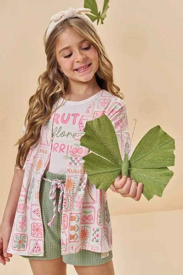 CONJUNTO INFANTOJUVENIL REGATA, SHORT E KIMONO - KUKIÊ