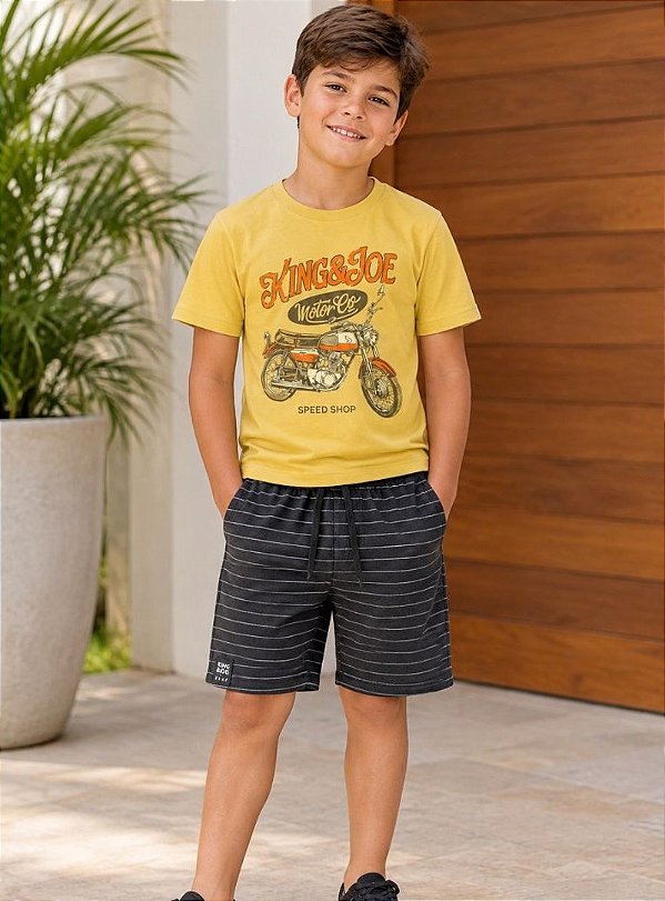 CONJUNTO INFANTOJUVENIL BERMUDA E CAMISETA SLIM - KING & JOE