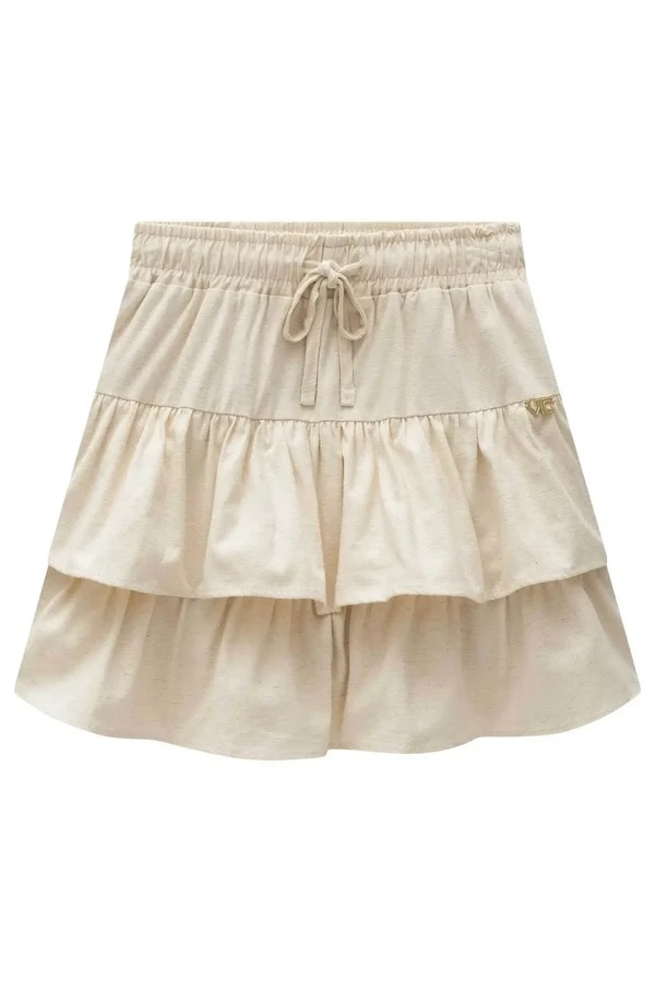 SAIA TEEN RUFFLES EM LINHO COM ELASTANO - VIC & VICKY