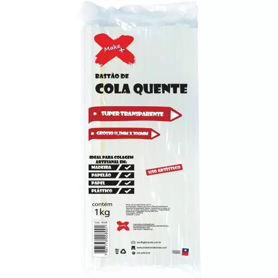 Refil de cola quente grossa, 1kg, super transparente, 6008 Make+