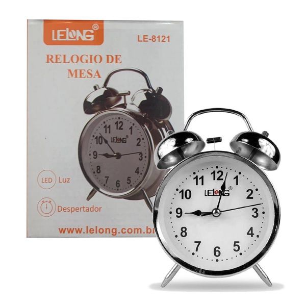 Relógio de Mesa com Luz e Despertador LE-8121 - Lelong