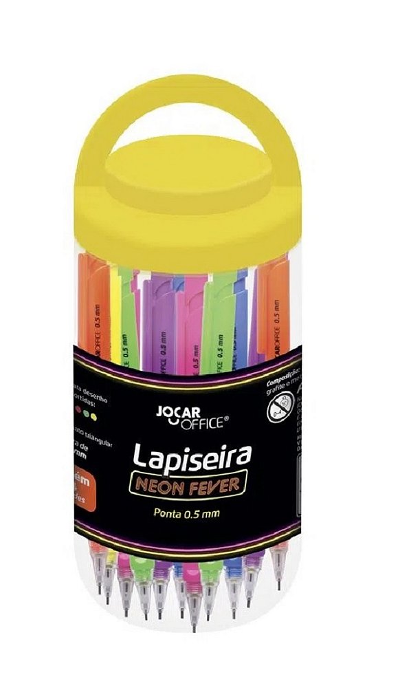 Lapiseira 0.7mm Neon Fever Triangular com Grafite pote com 24 unidades 6 cores - Leonora