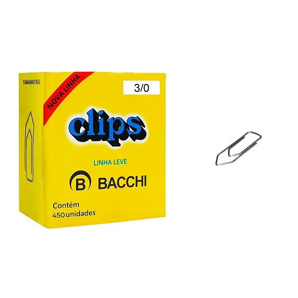 Clipe Galvanizado Aço 3/0 Linha Leve com 50 unidades - Bacchi