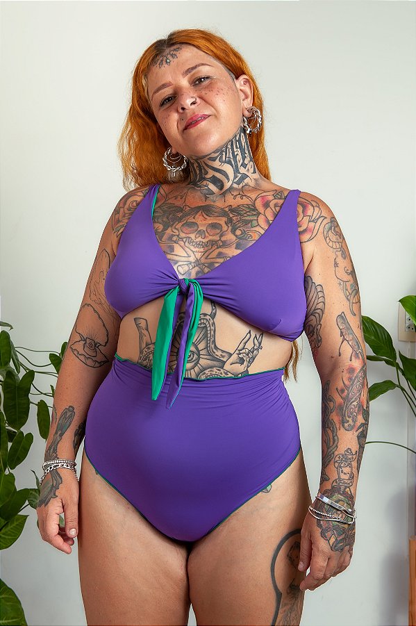 Top Pelô Roxo & Verde Hortelã (dupla face)