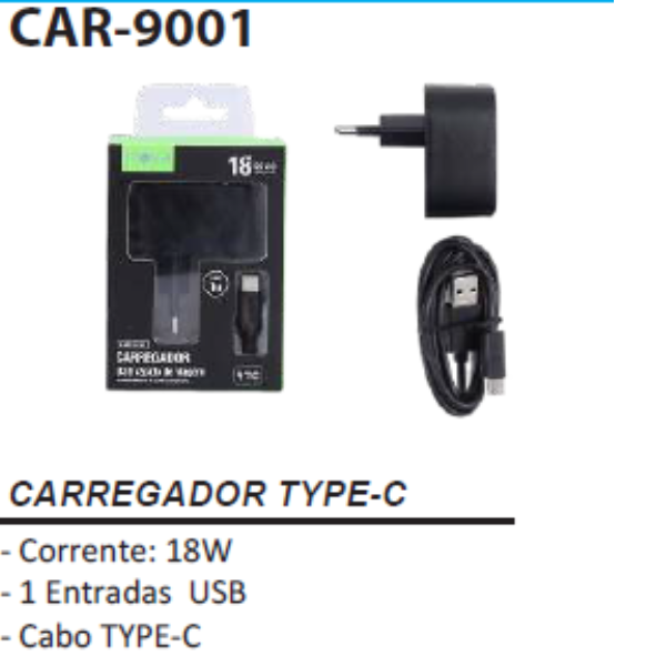 Carregador TC 18W Turbo CAR 9001 - Inova