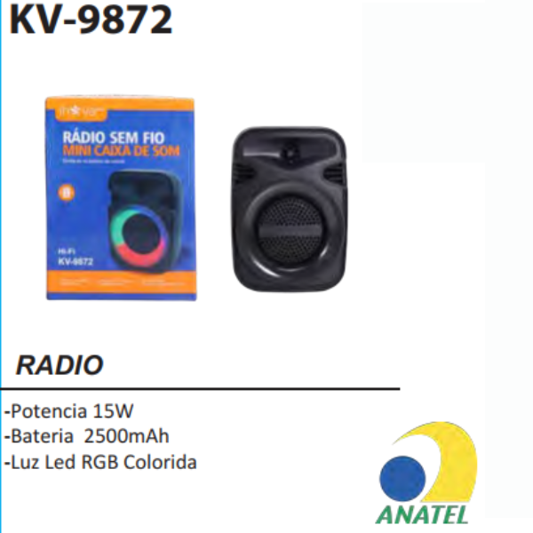 Rádio Caixa Mini Caixa de Som KV - 9872