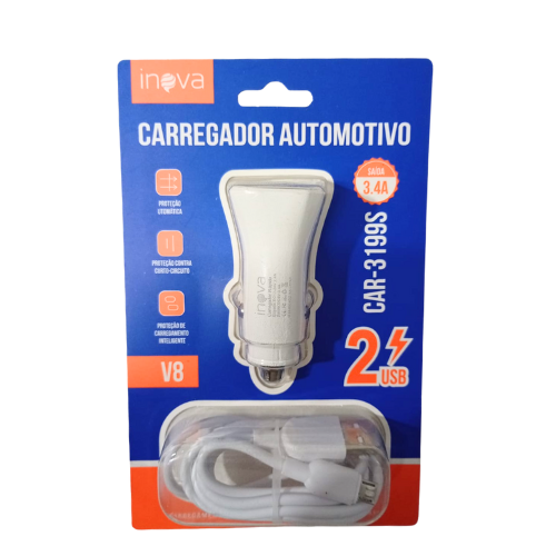 Carregador Veicular V8 3.4A CAR 3199S