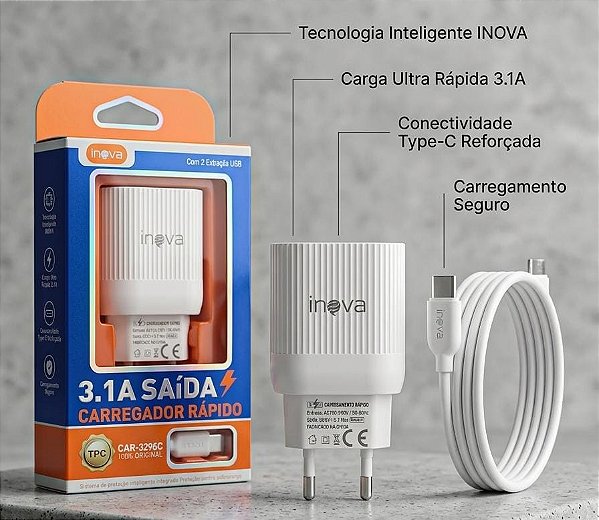 Carregador TC 3.1A CAR - KV 3296C UNIDADE