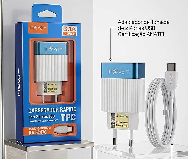 Carregador TC 3.1A KV 5247C UNIDADE