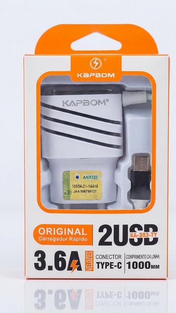 Carregador TC 3.6A KA 393 TY KAPBOM UNIDADE