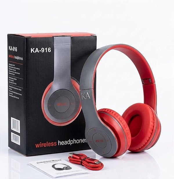 Fone SEM FIO KA 916 E    Cor:CINZA/VERMELHO UNIDADE