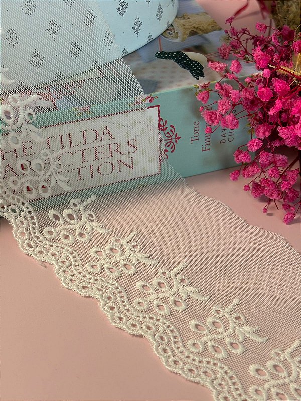 Renda de Organza 8cm/metro BRANCA