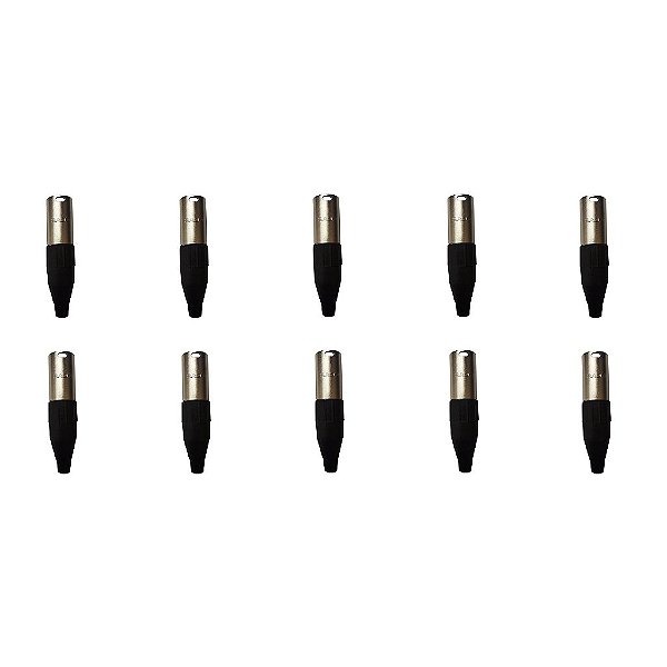 Kit 10 Conectores XLR Macho Linha PLG SA2X - SANTO ANGELO