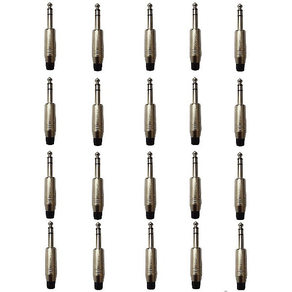 Kit 20 Conectores P10 Macho Estéreo Linha PLG SA2X - SANTO ANGELO