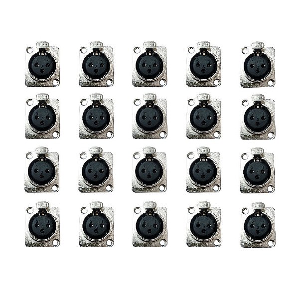 Kit 20 Conectores XLR Fêmea Painel SA2X - SANTO ANGELO