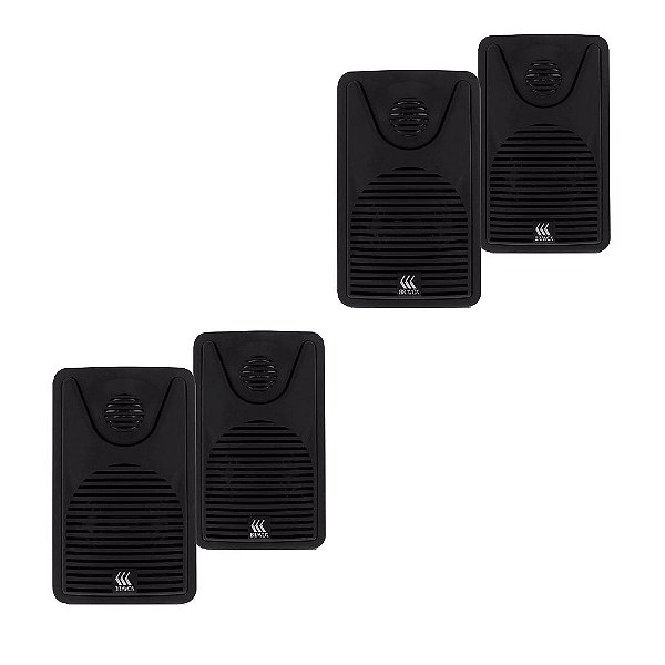 Kit 2 Pares de Caixa de Ambiente Preta 60W FOCO 35 - BRAVOX