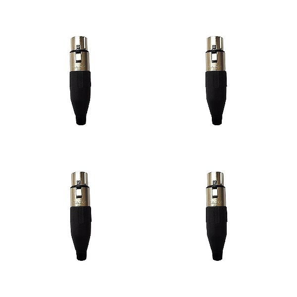 Kit 4 Conectores XLR Fêmea Linha PLG SA2X - SANTO ANGELO