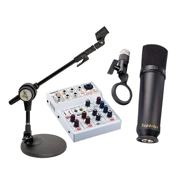 KIT GRAVAÇÃO E TRANSMISSÃO AO VIVO COM 3 COMPONENTES