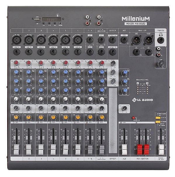 Mesa de Som 10 Canais Bivolt MILLENIUM MX1002D - LL ÁUDIO