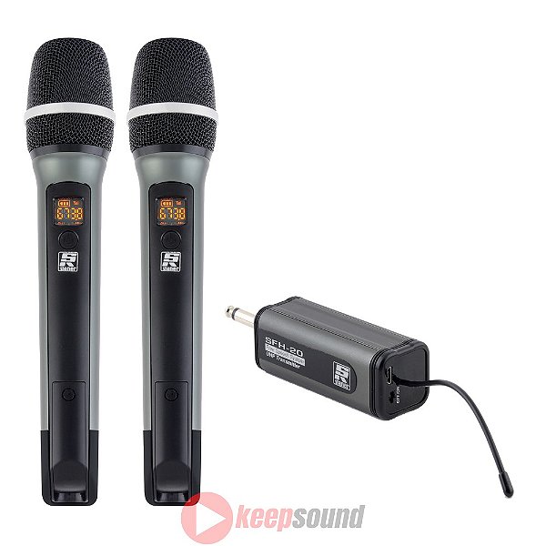 Microfone Duplo Profissional de Mão Sem Fio SFH-20 - STANER