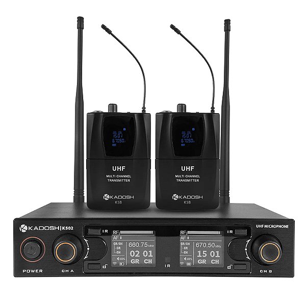 Microfone Profissional de Headset Duplo Sem Fio K502HH - KADOSH