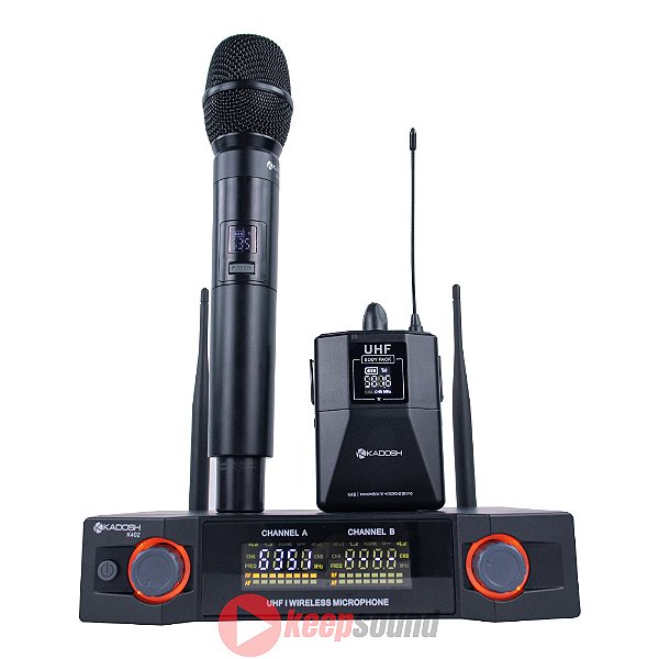Microfone Duplo Profissional de Mão | Lapela | Headset Sem fio K402C - KADOSH