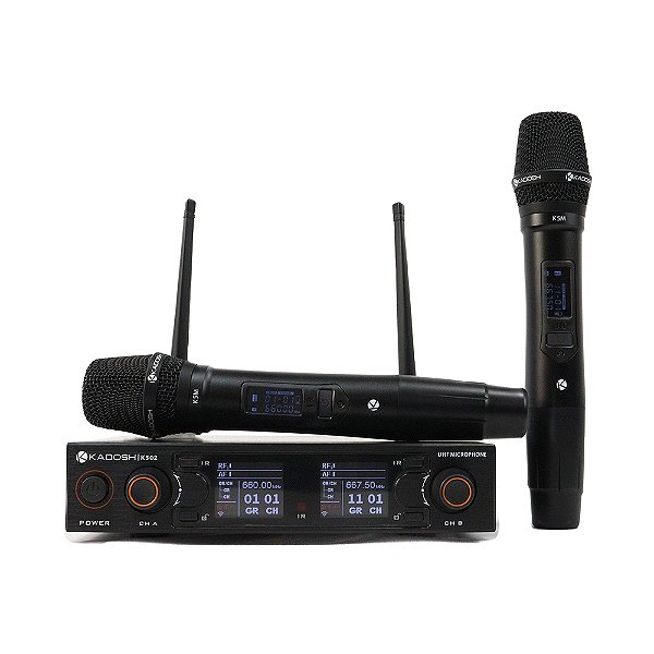 Microfone Profissional de Mão Duplo Sem Fio K502M - KADOSH