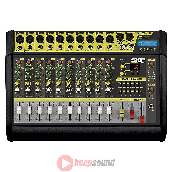 Mesa de Som Amplificada 500W 10 Canais VZ-100 II - SKP