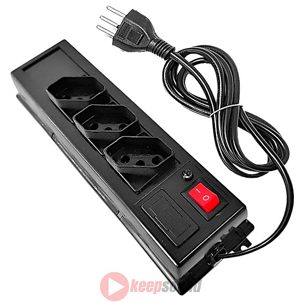 Régua de Energia Com Fusível 3 Tomadas 10A 3m FLP3 - TRANSCOLOR