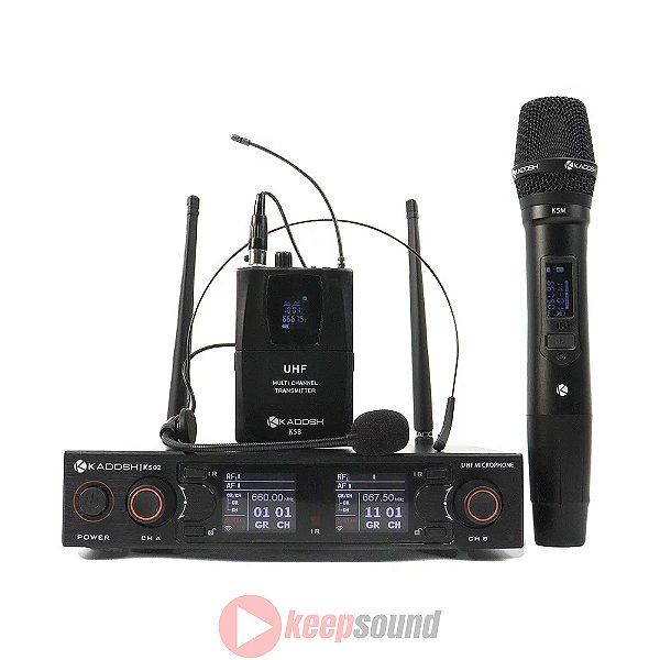 Microfone Duplo Profissional de Mão | Headset Sem fio K502C - KADOSH