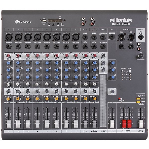 Mesa De Som Com 12 Canais MILLENIUM MX1202D - LL AUDIO
