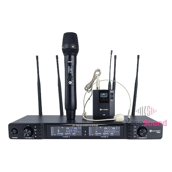 Microfone Duplo Profissional de Mão | Headset Sem fio K-622C - KADOSH