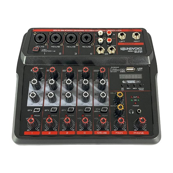 Mesa de Som 6 Canais MC6-BT - SOUNDVOICE
