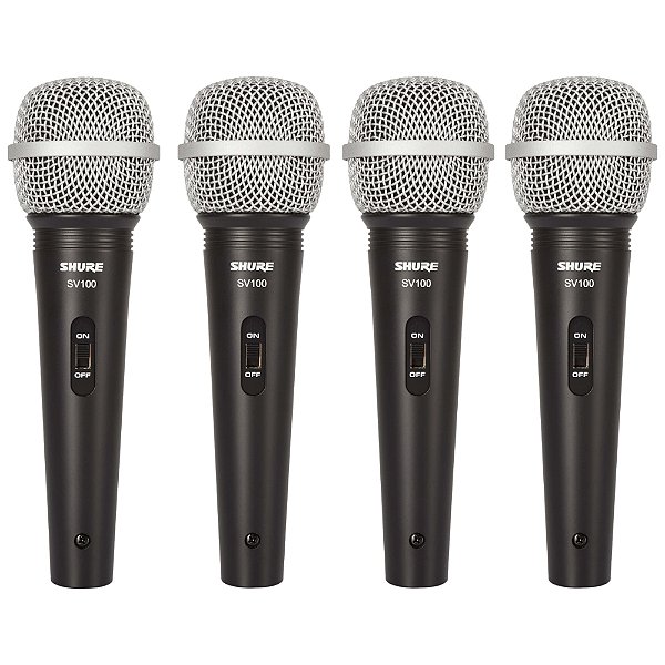Kit 4 Microfones Profissionais Dinâmico Sv 100 - Shure