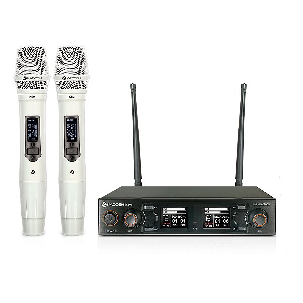 Microfone Profissional De Mão Sem Fio Branco K502m - Kadosh