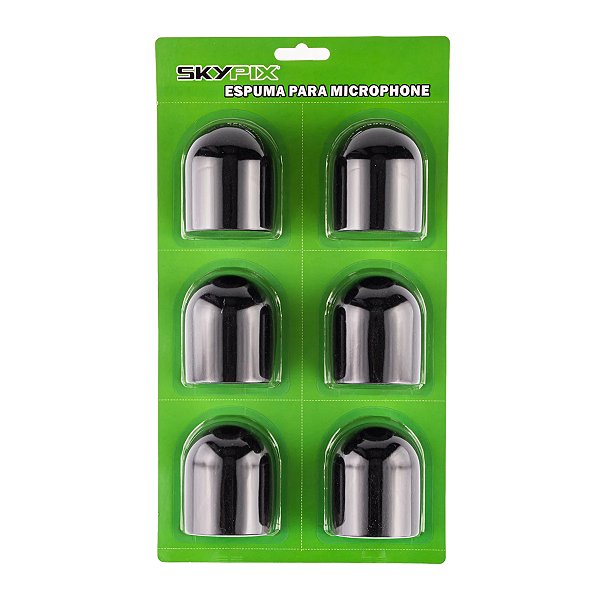 Kit 6 Espumas Para Microfone (preta) Sk-sp01 - Skypix