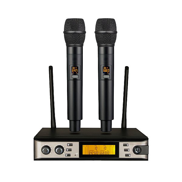 Microfone Profissional De Mão Duplo Sem Fio K402m - Kadosh