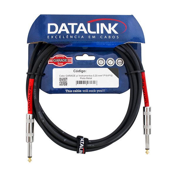 Cabo Para Instrumento P10/P10 3m 0,20mm² GI007 GARAGE - DATALINK